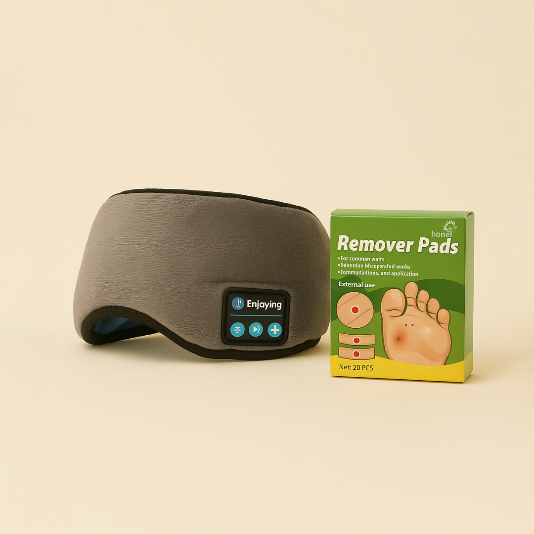 Vista 3 de ANTIFAZ CON BLUETOOH + PARCHES PARA PIES - NEGRO: GRIS